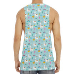 Happy Llama And Cactus Pattern Print Men's Muscle Tank Top