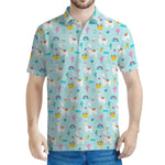 Happy Llama And Cactus Pattern Print Men's Polo Shirt
