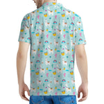 Happy Llama And Cactus Pattern Print Men's Polo Shirt