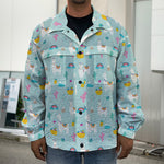 Happy Llama And Cactus Pattern Print Men's Shirt Jacket