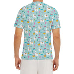 Happy Llama And Cactus Pattern Print Men's Short Sleeve Rash Guard