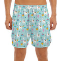 Happy Llama And Cactus Pattern Print Men's Split Running Shorts