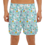 Happy Llama And Cactus Pattern Print Men's Split Running Shorts
