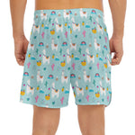 Happy Llama And Cactus Pattern Print Men's Split Running Shorts