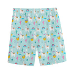 Happy Llama And Cactus Pattern Print Men's Sports Shorts