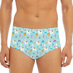 Happy Llama And Cactus Pattern Print Men's Triangle Swim Briefs