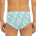 Happy Llama And Cactus Pattern Print Men's Triangle Swim Briefs