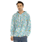 Happy Llama And Cactus Pattern Print Men's Velvet Pullover Hoodie