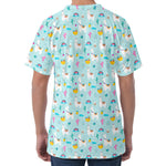 Happy Llama And Cactus Pattern Print Men's Velvet T-Shirt