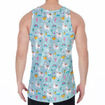 Happy Llama And Cactus Pattern Print Men's Velvet Tank Top