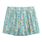 Happy Llama And Cactus Pattern Print Mesh Shorts