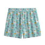 Happy Llama And Cactus Pattern Print Mesh Shorts