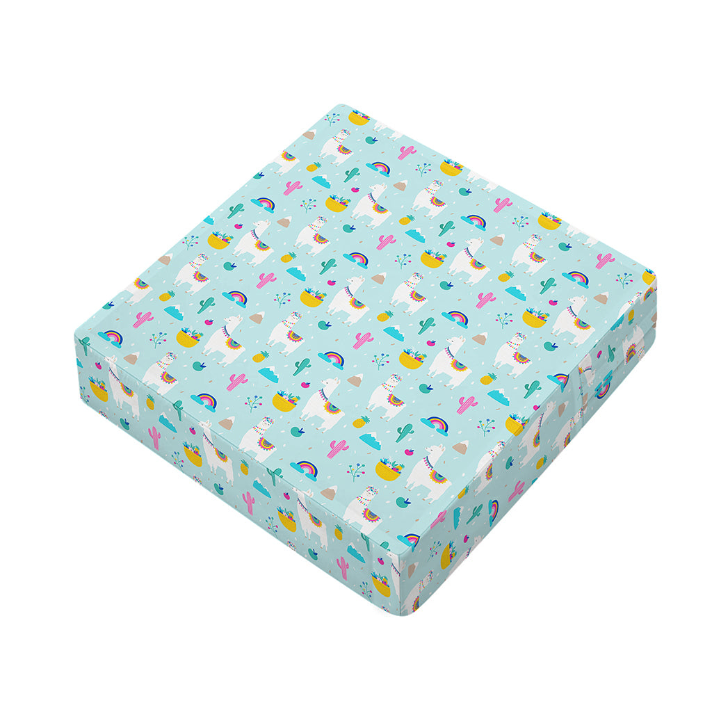 Happy Llama And Cactus Pattern Print Outdoor Seat Cushion Cover