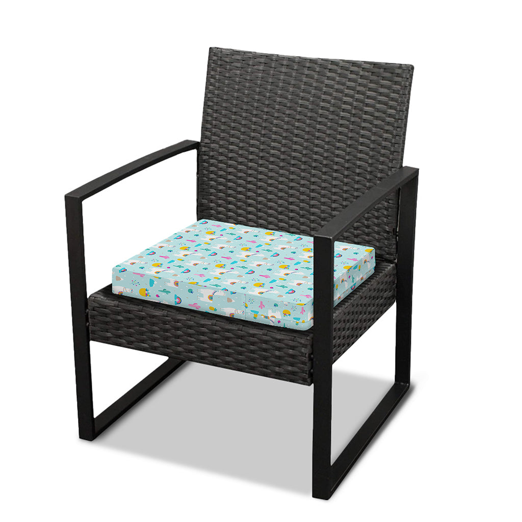 Happy Llama And Cactus Pattern Print Outdoor Seat Cushion Cover