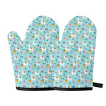 Happy Llama And Cactus Pattern Print Oven Mitts