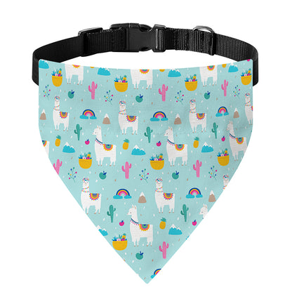 Happy Llama And Cactus Pattern Print Over The Collar Dog Bandana