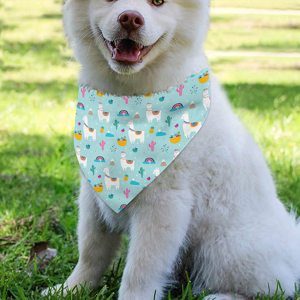Happy Llama And Cactus Pattern Print Over The Collar Dog Bandana