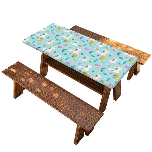 Happy Llama And Cactus Pattern Print Picnic Table Cover