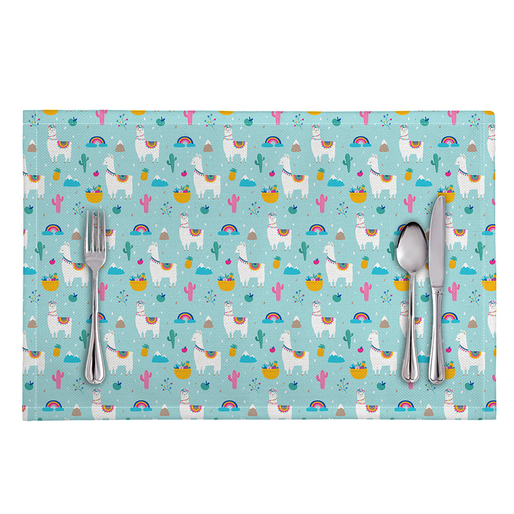 Happy Llama And Cactus Pattern Print Placemat
