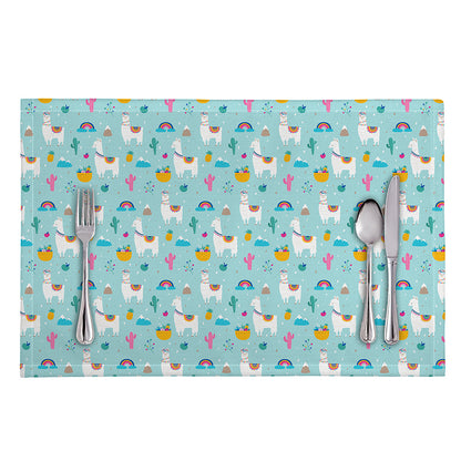 Happy Llama And Cactus Pattern Print Placemat