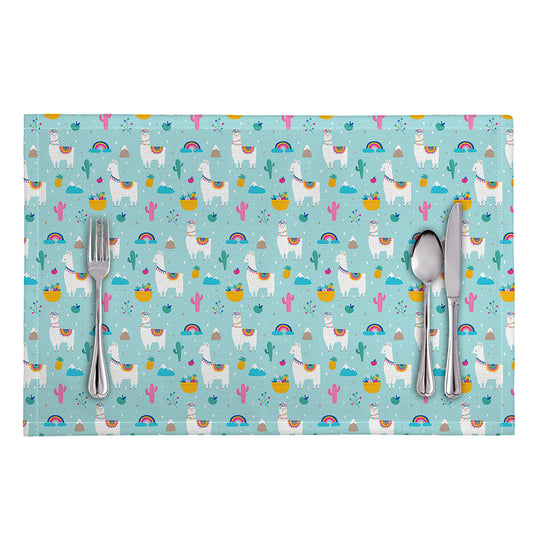 Happy Llama And Cactus Pattern Print Placemat