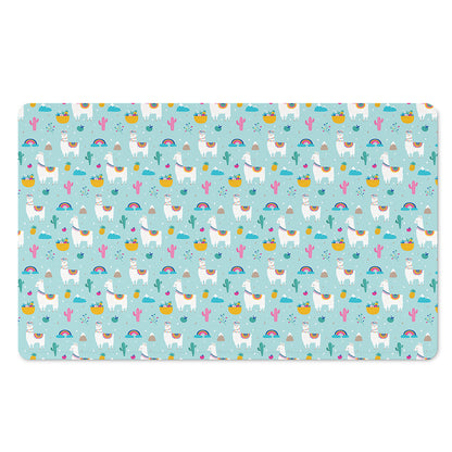 Happy Llama And Cactus Pattern Print Polyester Doormat