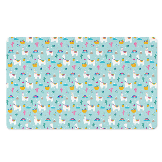 Happy Llama And Cactus Pattern Print Polyester Doormat
