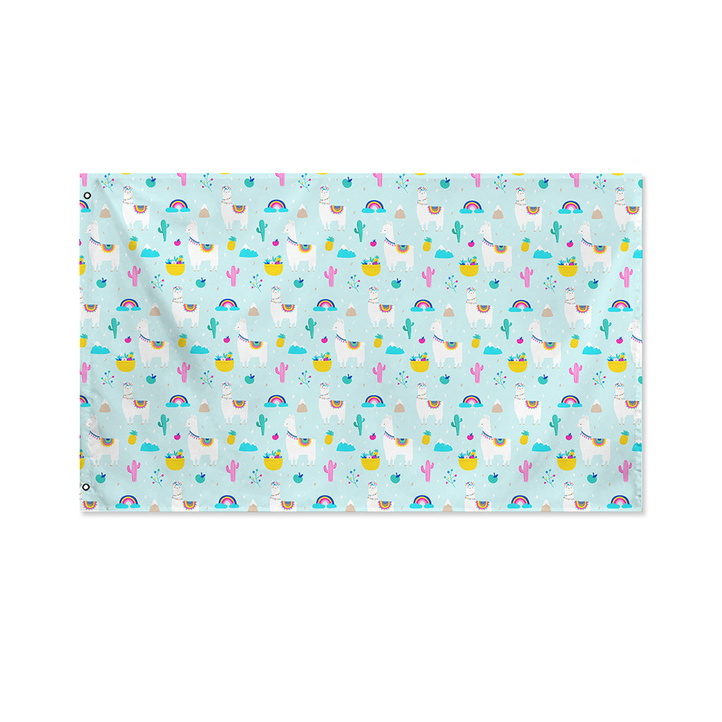 Happy Llama And Cactus Pattern Print Polyester Flag