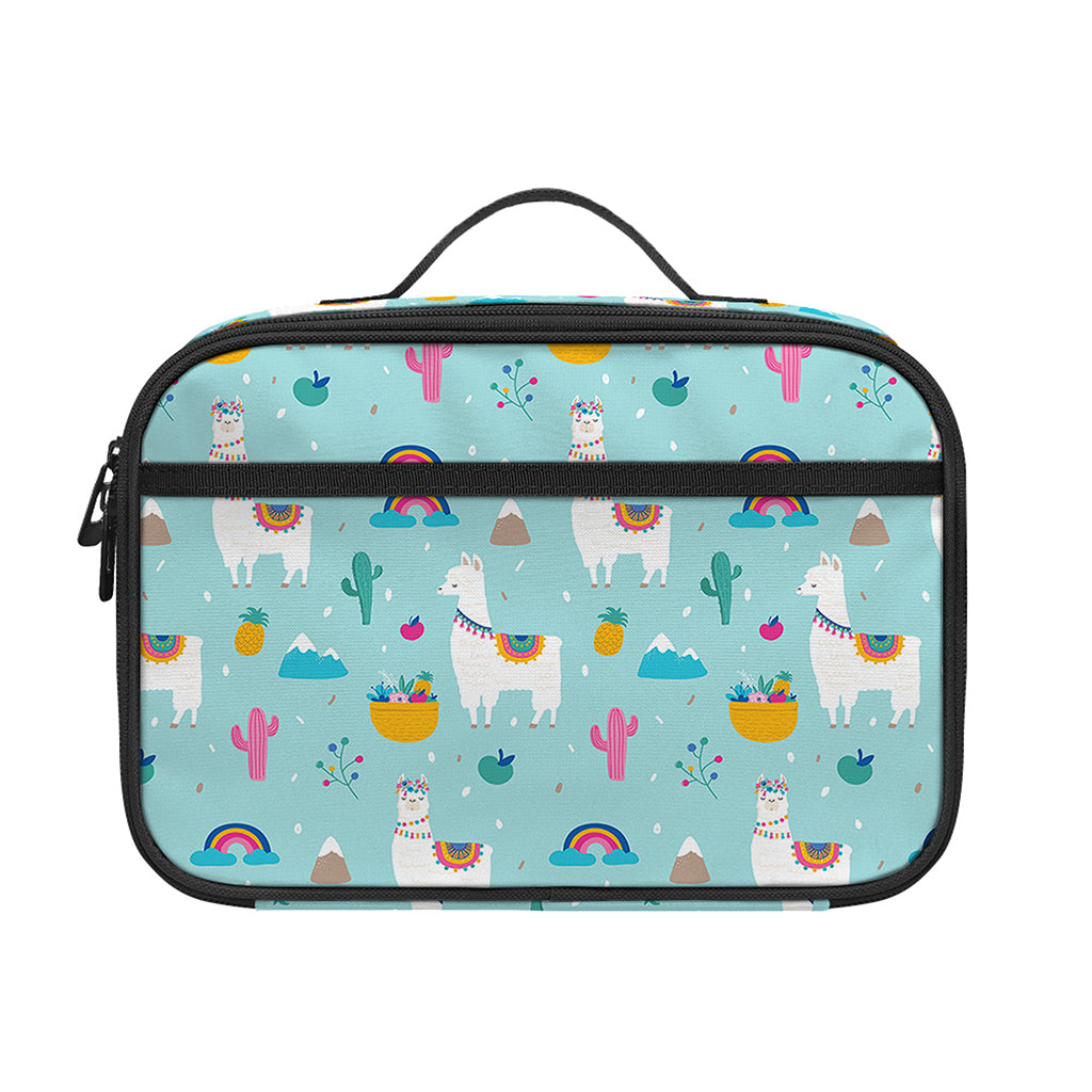 Happy Llama And Cactus Pattern Print Portable Lunch Bag