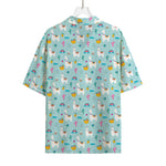 Happy Llama And Cactus Pattern Print Rayon Hawaiian Shirt