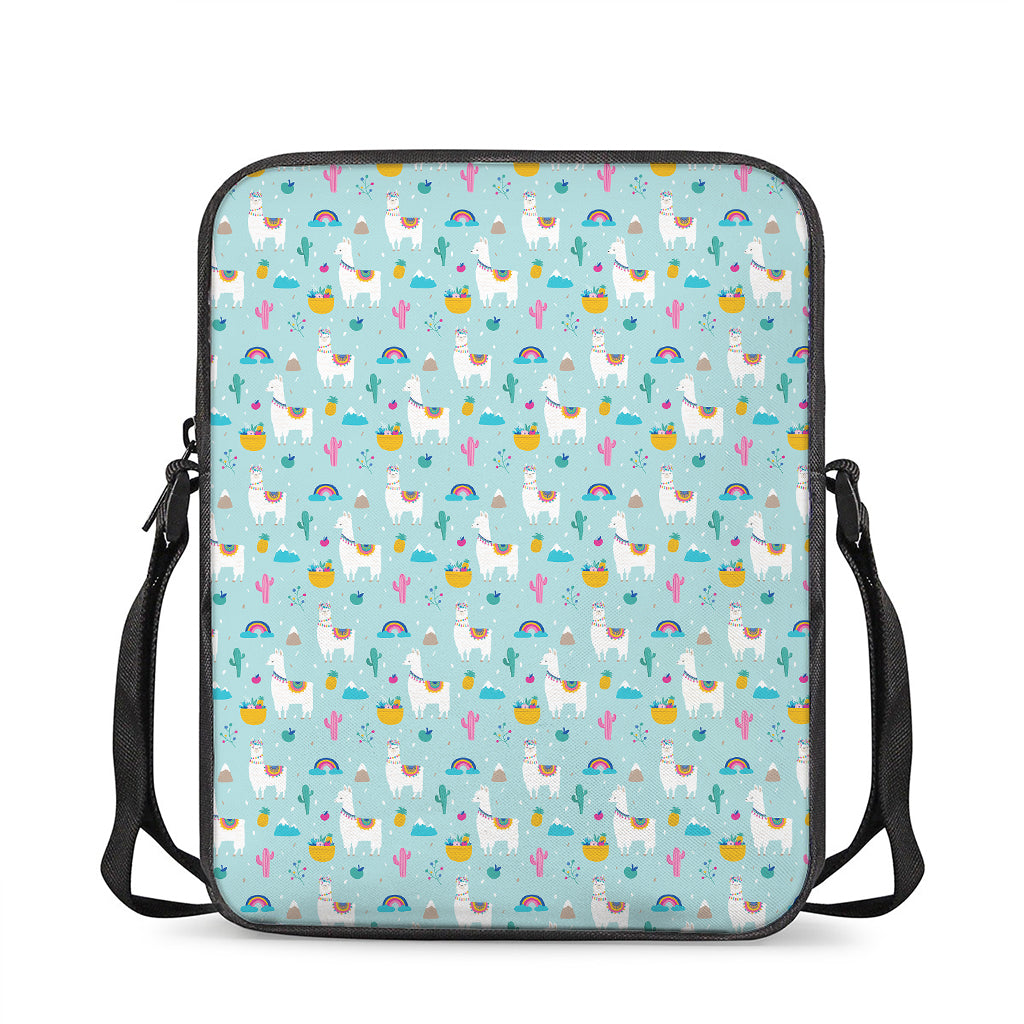 Happy Llama And Cactus Pattern Print Rectangular Crossbody Bag