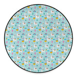 Happy Llama And Cactus Pattern Print Round Floor Mat