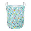 Happy Llama And Cactus Pattern Print Round Laundry Basket