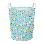 Happy Llama And Cactus Pattern Print Round Laundry Basket