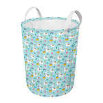 Happy Llama And Cactus Pattern Print Round Laundry Basket