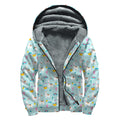 Happy Llama And Cactus Pattern Print Sherpa Lined Zip Up Hoodie