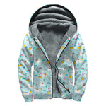 Happy Llama And Cactus Pattern Print Sherpa Lined Zip Up Hoodie