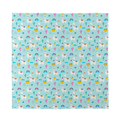 Happy Llama And Cactus Pattern Print Silk Bandana