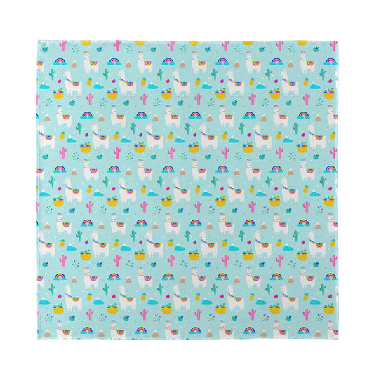 Happy Llama And Cactus Pattern Print Silk Bandana