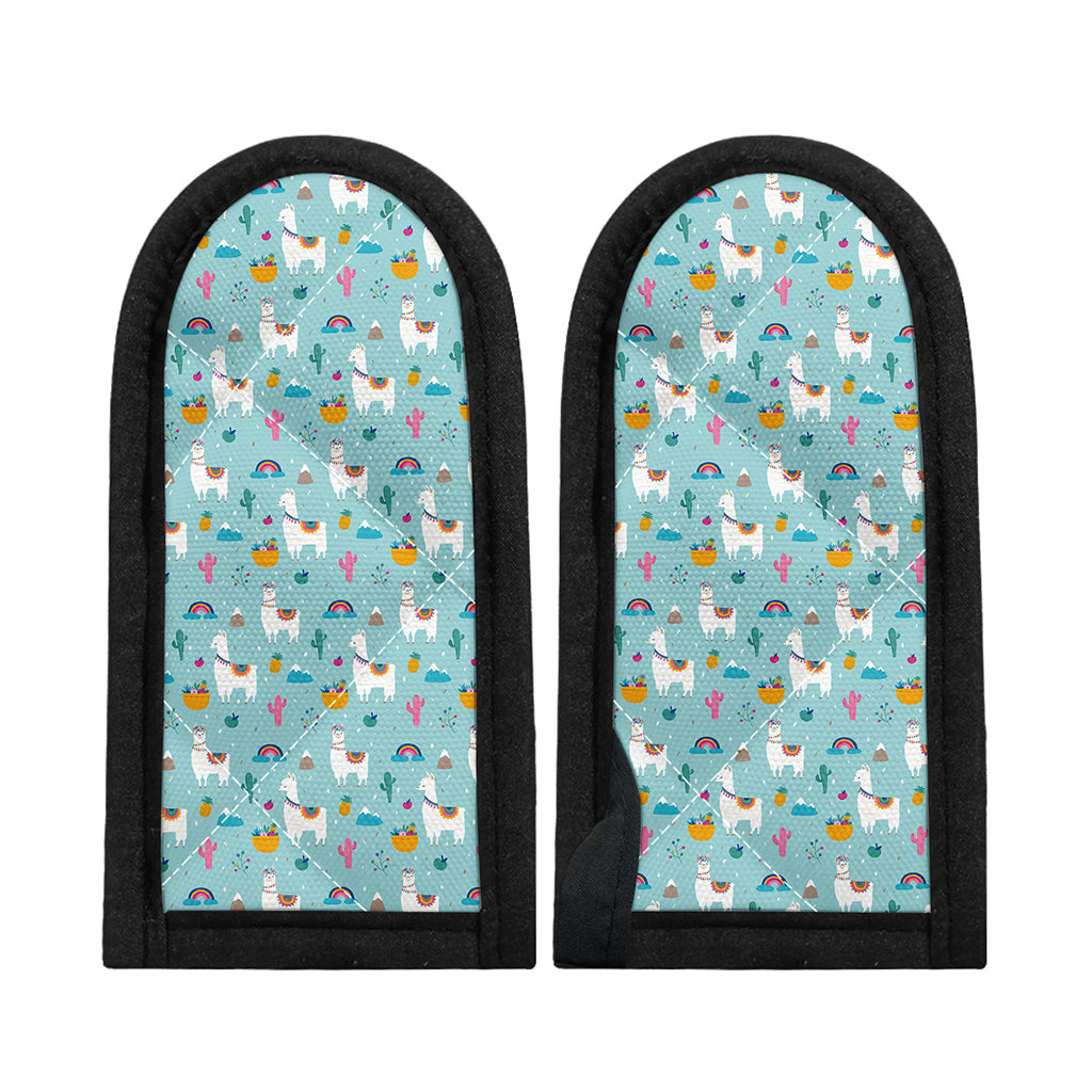 Happy Llama And Cactus Pattern Print Skillet Handle Cover