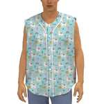 Happy Llama And Cactus Pattern Print Sleeveless Baseball Jersey