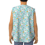 Happy Llama And Cactus Pattern Print Sleeveless Baseball Jersey