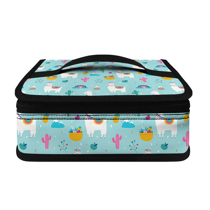 Happy Llama And Cactus Pattern Print Small Lunch Bag