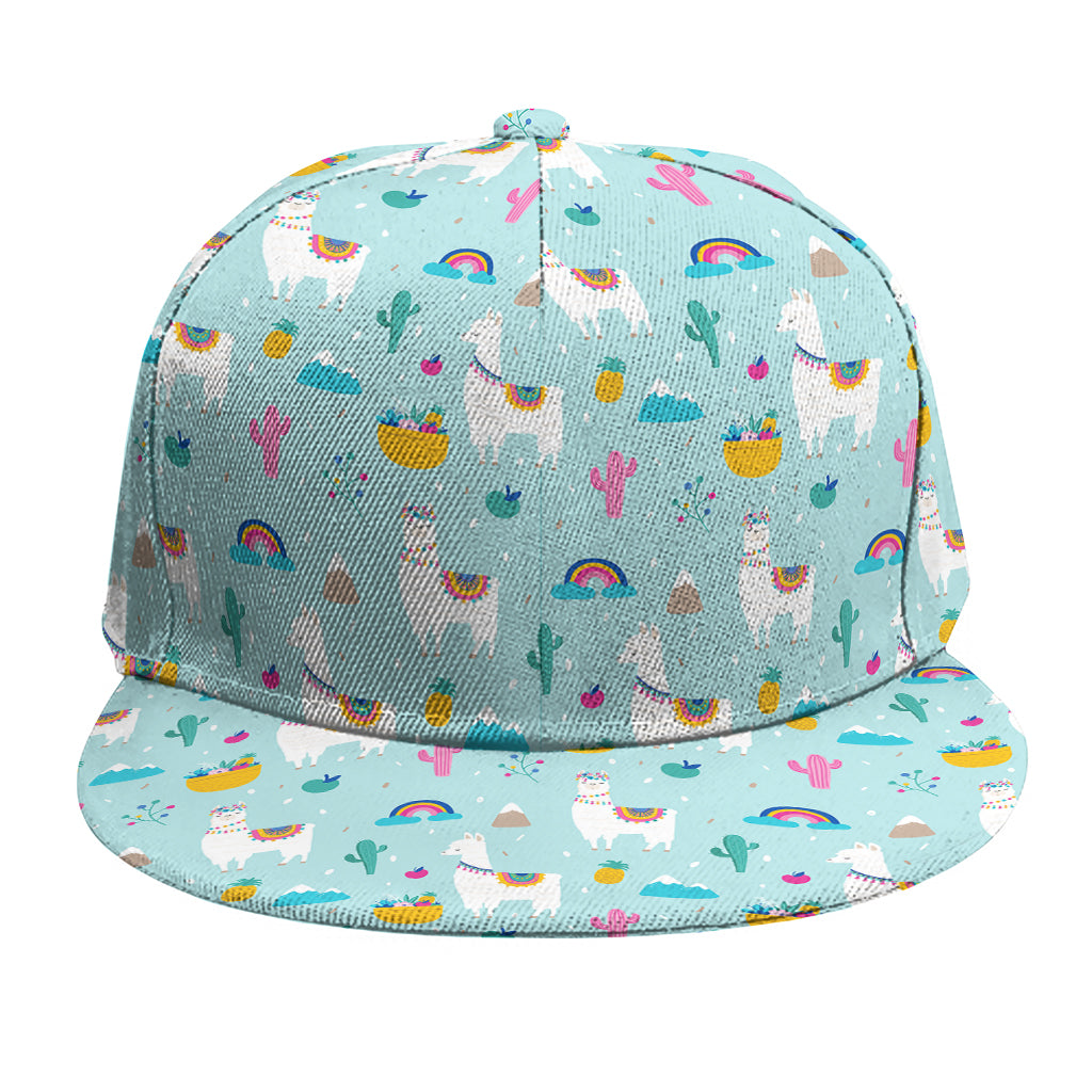 Happy Llama And Cactus Pattern Print Snapback Cap