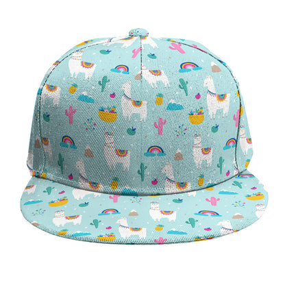 Happy Llama And Cactus Pattern Print Snapback Cap