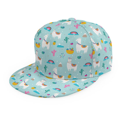 Happy Llama And Cactus Pattern Print Snapback Cap