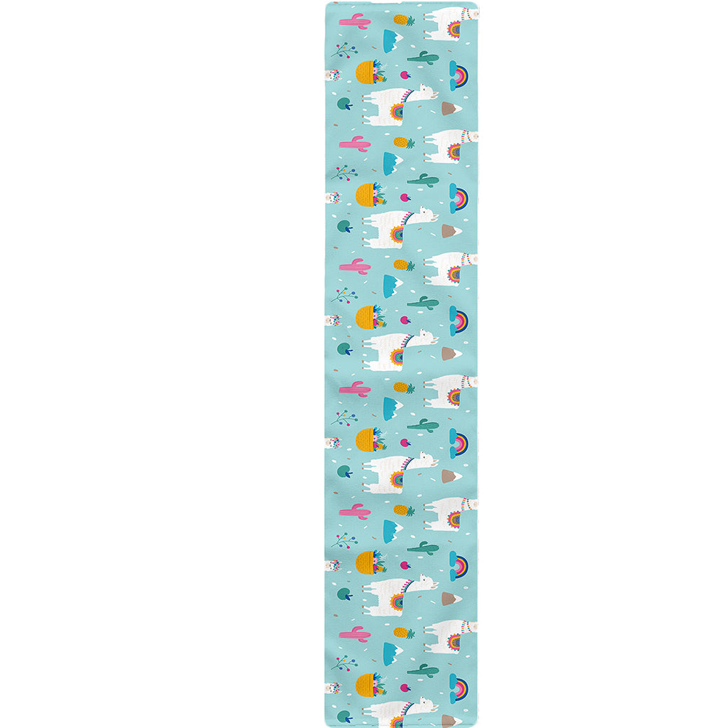 Happy Llama And Cactus Pattern Print Table Runner