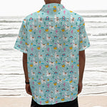 Happy Llama And Cactus Pattern Print Textured Short Sleeve Shirt