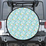 Happy Llama And Cactus Pattern Print Tire Cover