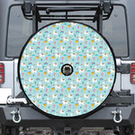 Happy Llama And Cactus Pattern Print Tire Cover With Camera Hole